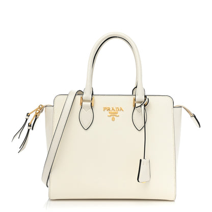 Prada Saffiano Soft Calfskin Small Zippered Tote White 1 of 10