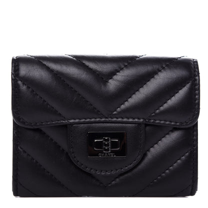 Chanel Aged Calfskin Chevron Quilted Reissue Card Holder Wallet So Black 1 of 9