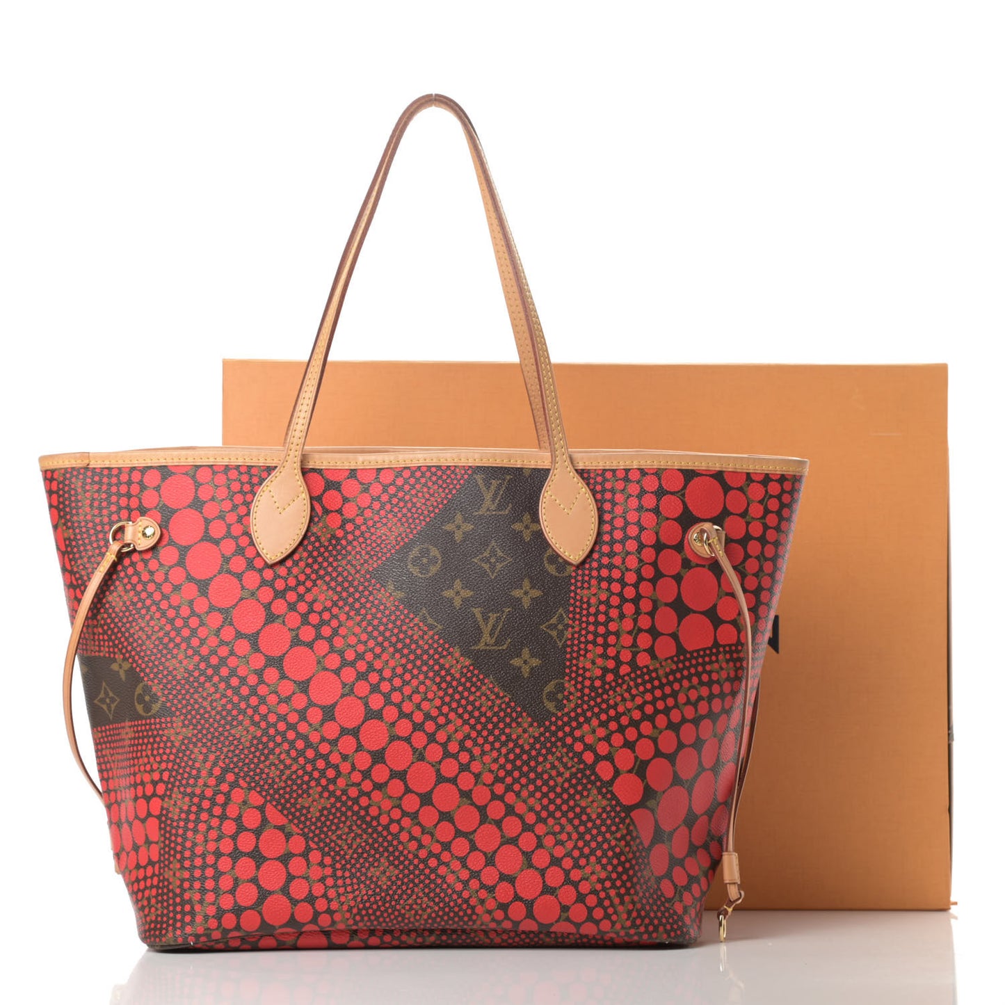 Monogram Kusama Waves Neverfull MM Red