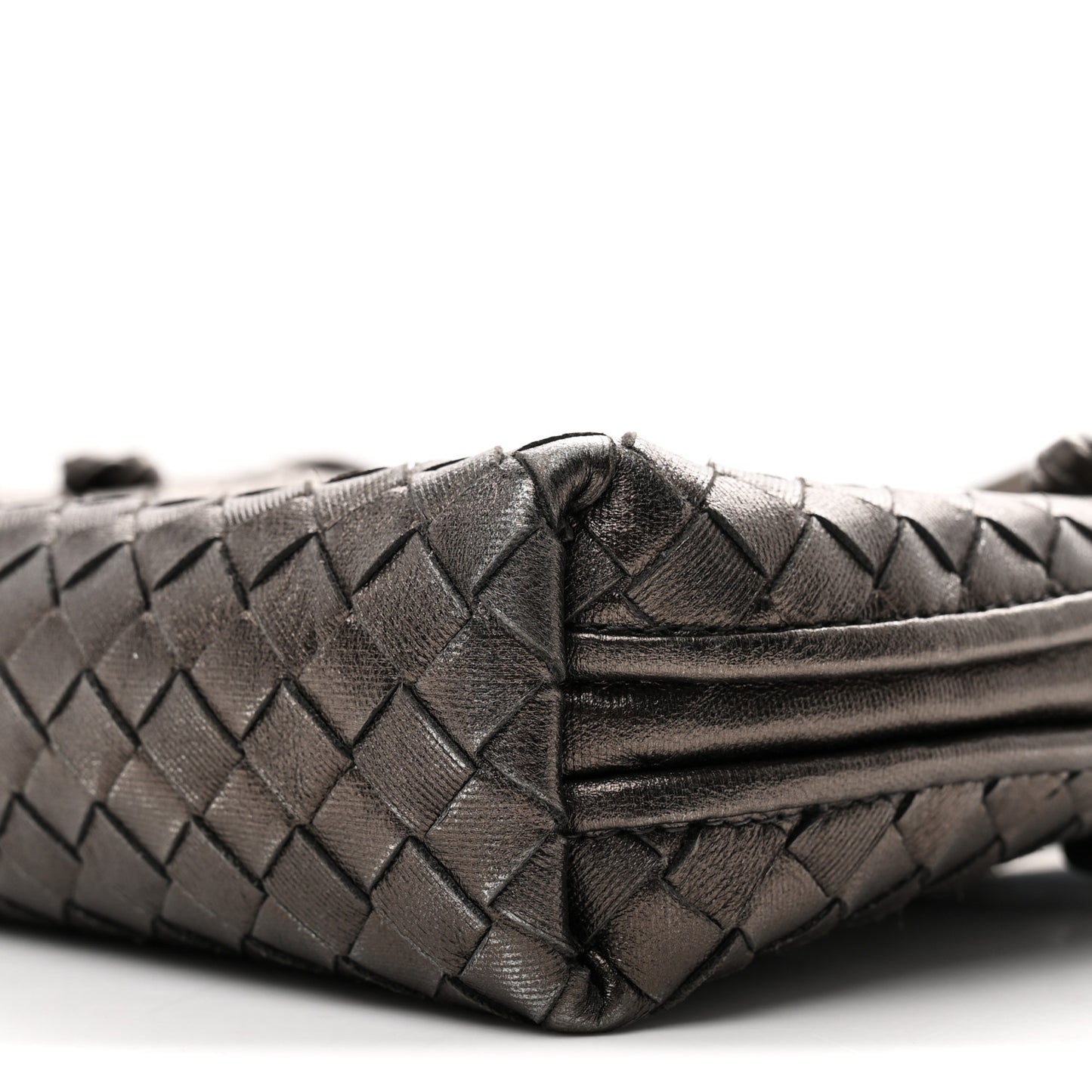 Metallic Nappa Intrecciato Nodini Crossbody Messenger Dark Grey
