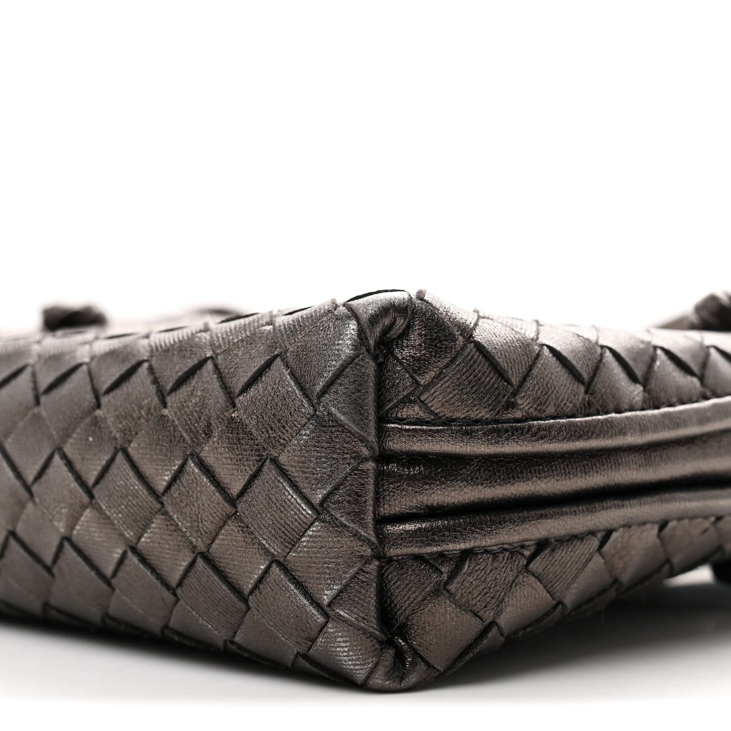 Bottega Veneta Metallic Nappa Intrecciato Nodini Crossbody Messenger Dark Grey 6 of 10