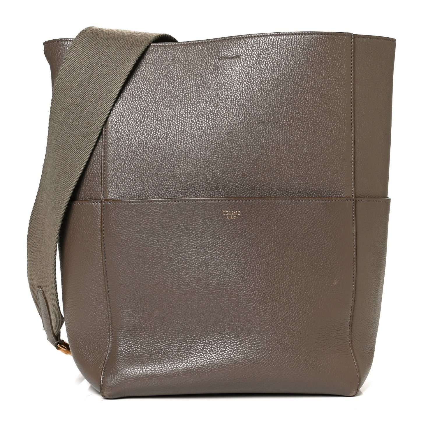 Soft Grained Calfskin Sangle Bucket Bag Taupe