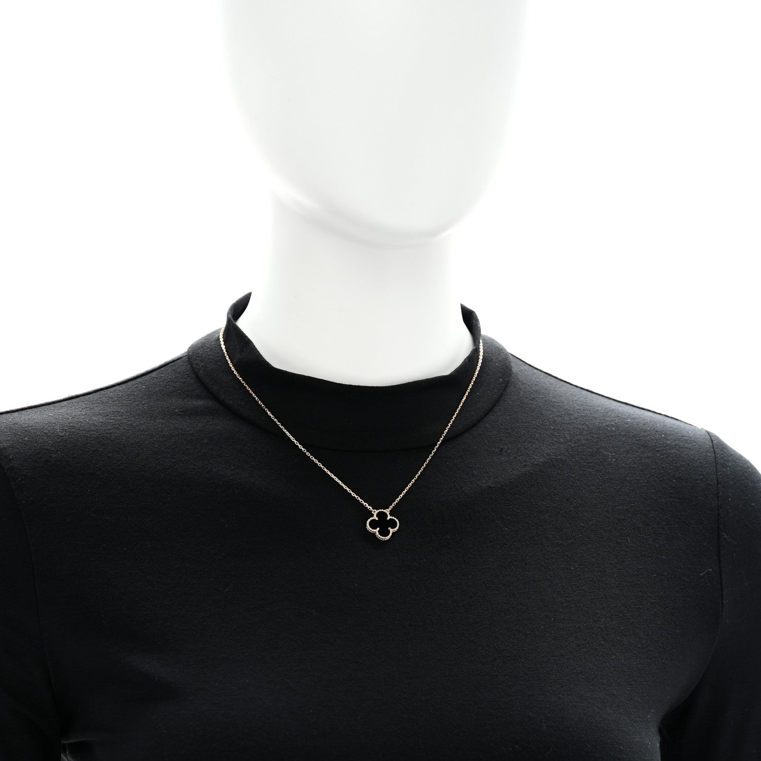 Van Cleef & Arpels 18K Yellow Gold Black Onyx Vintage Alhambra Pendant Necklace 2 of 5