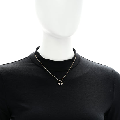 Van Cleef & Arpels 18K Yellow Gold Black Onyx Vintage Alhambra Pendant Necklace 2 of 5