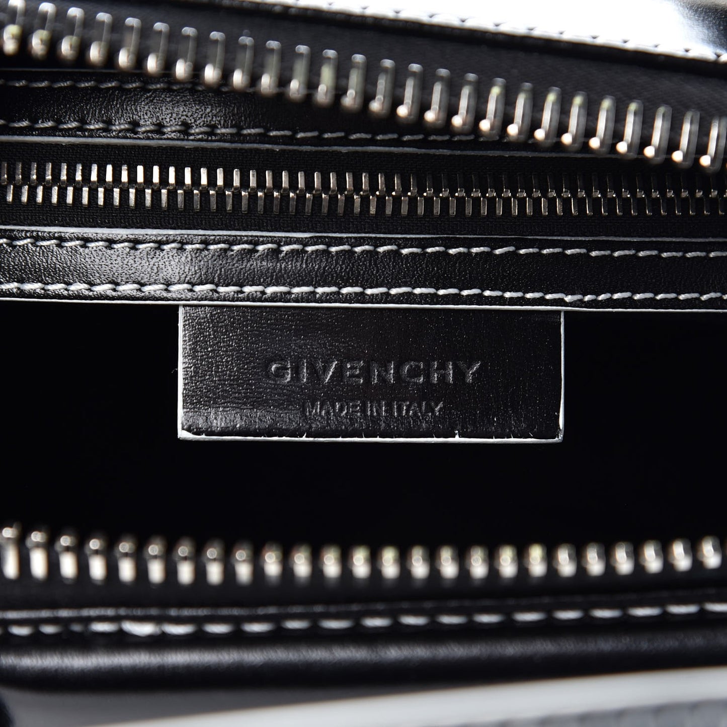 Calfskin Contrast Topstitch Small Antigona Black White