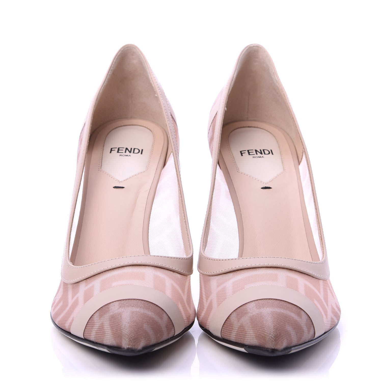 Fendi Technical Mesh Vitello Gommato FF Colibri 85mm Pumps 38 Rose Nudo 2 of 9