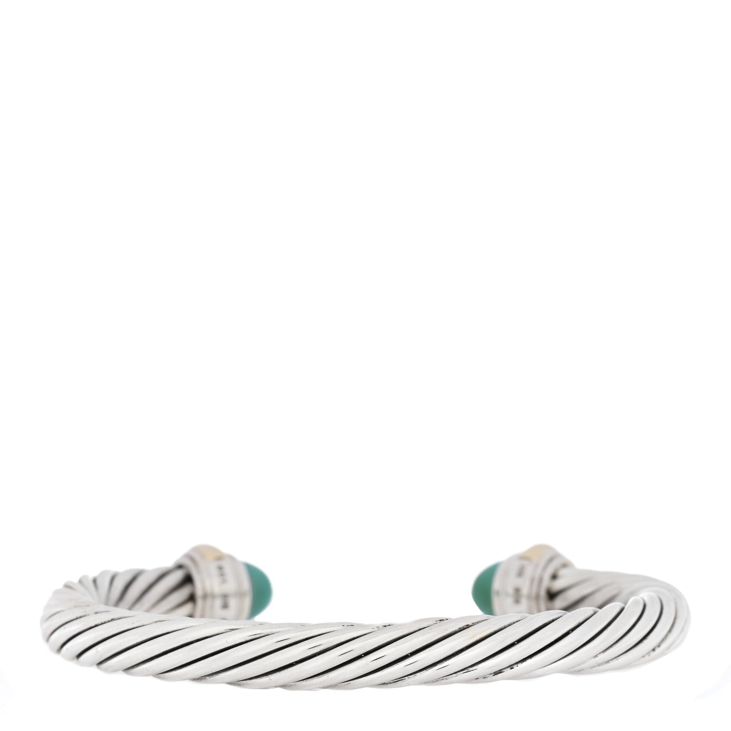 Sterling Silver 14K Yellow Gold Turquoise 7mm Cable Classics Bracelet