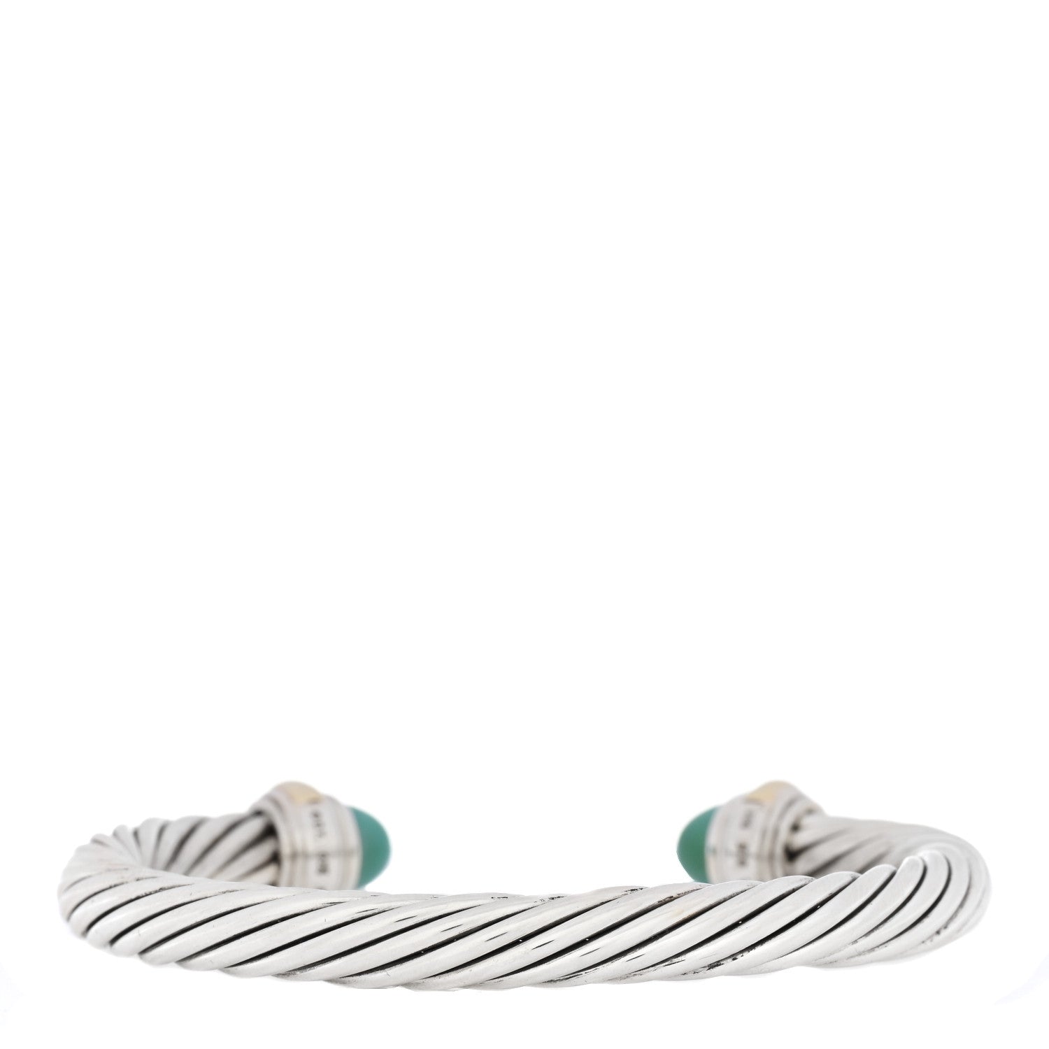 David Yurman Sterling Silver 14K Yellow Gold Turquoise 7mm Cable Classics Bracelet 2 of 4