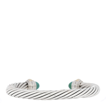 David Yurman Sterling Silver 14K Yellow Gold Turquoise 7mm Cable Classics Bracelet 2 of 4