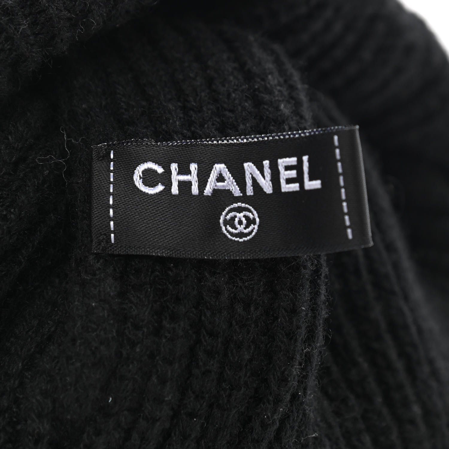 Chanel Cashmere Logo Beanie Hat Black White 4 of 5