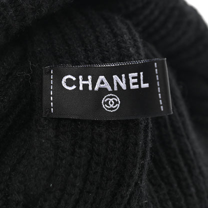 Chanel Cashmere Logo Beanie Hat Black White 4 of 5
