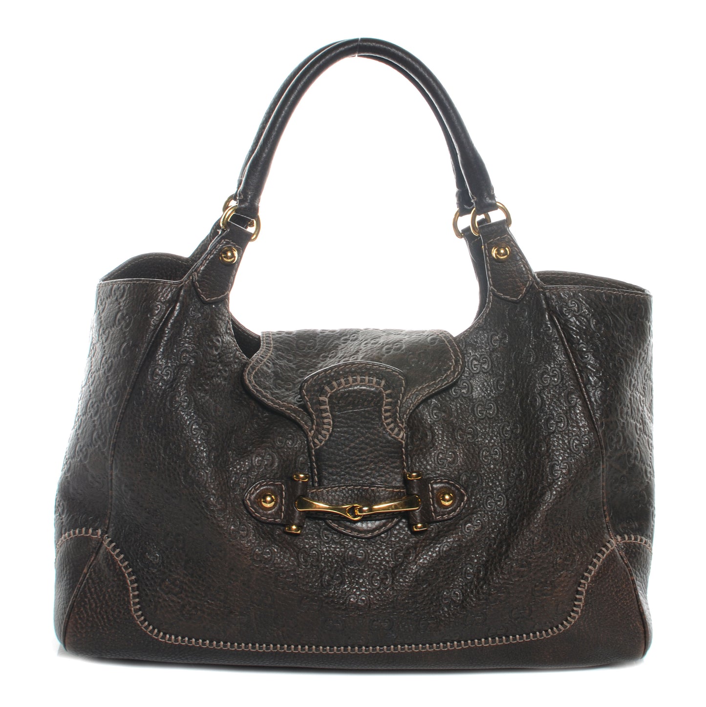 Guccissima New Pelham Large Shoulder Bag Dark Brown
