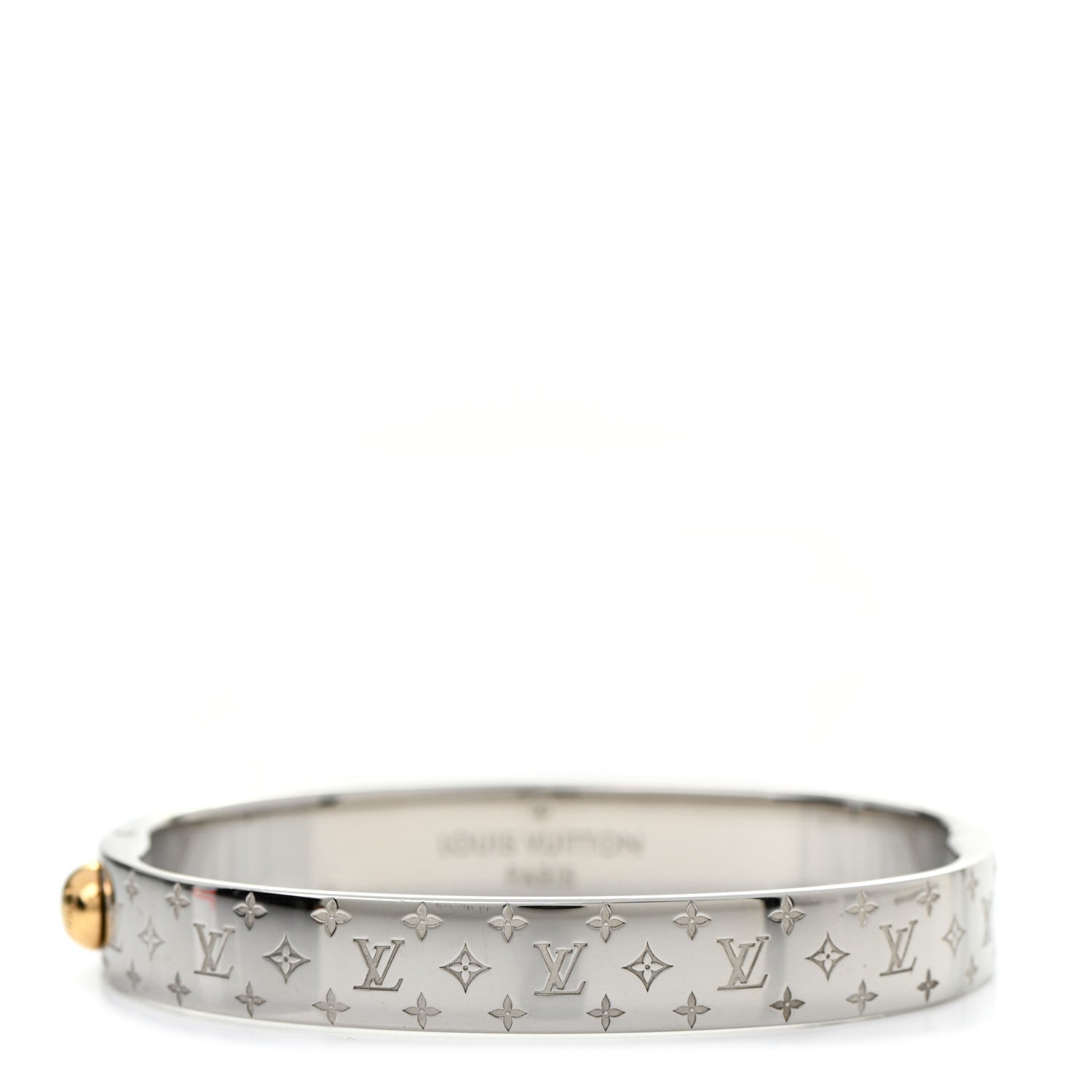 Louis Vuitton Brass Palladium Plated Nanogram Cuff M Silver 1 of 7