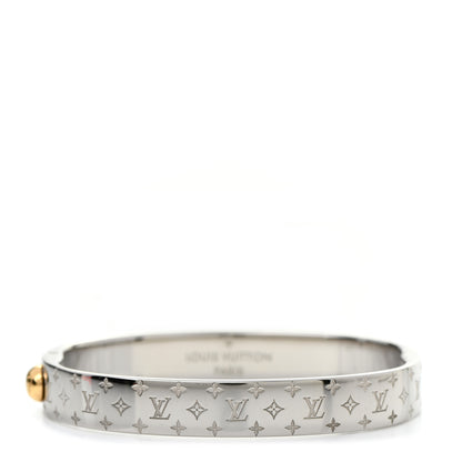 Louis Vuitton Brass Palladium Plated Nanogram Cuff M Silver 1 of 7