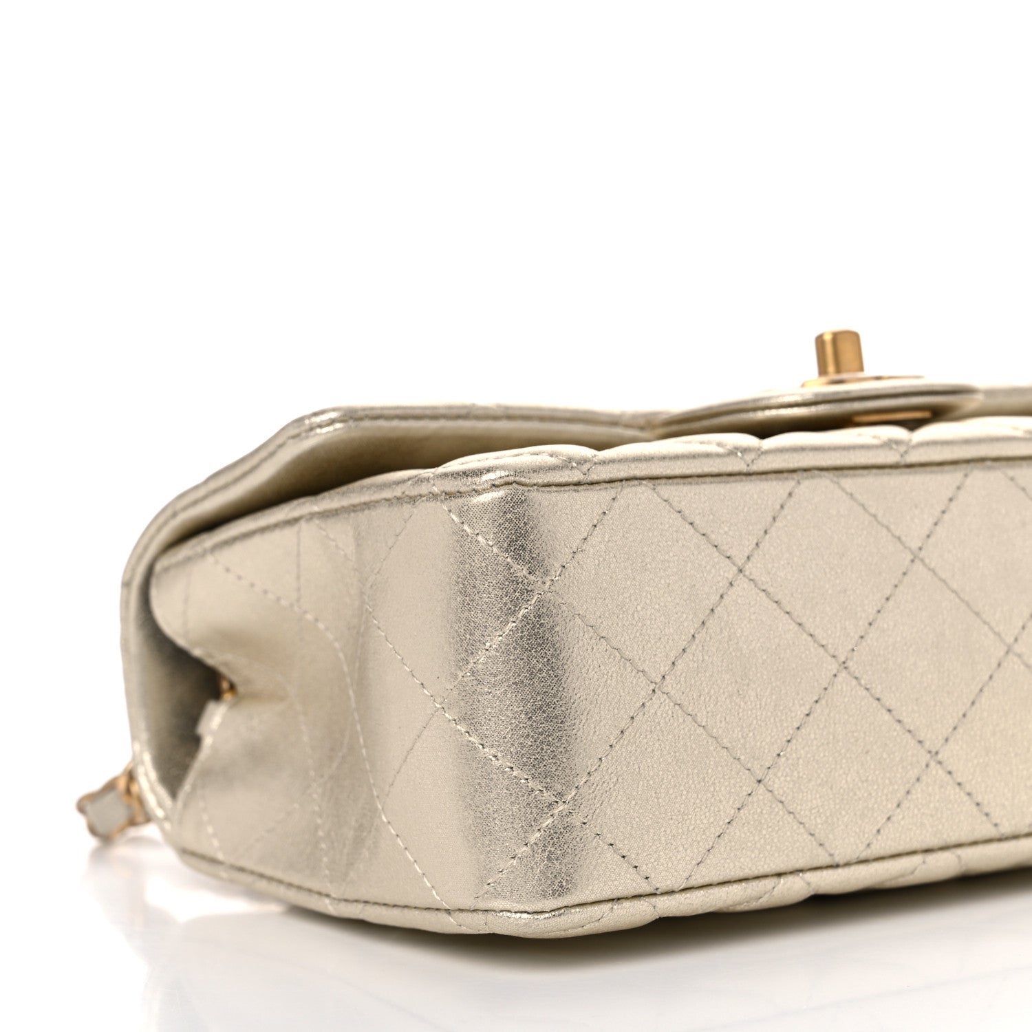 Chanel Metallic Lambskin Quilted Mini Rectangular Flap Gold 7 of 8