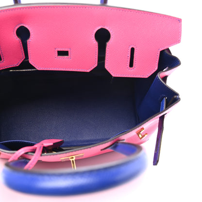 Hermes Epsom Horseshoe Birkin 30 Rose Tyrien Bleu Electrique 4 of 11