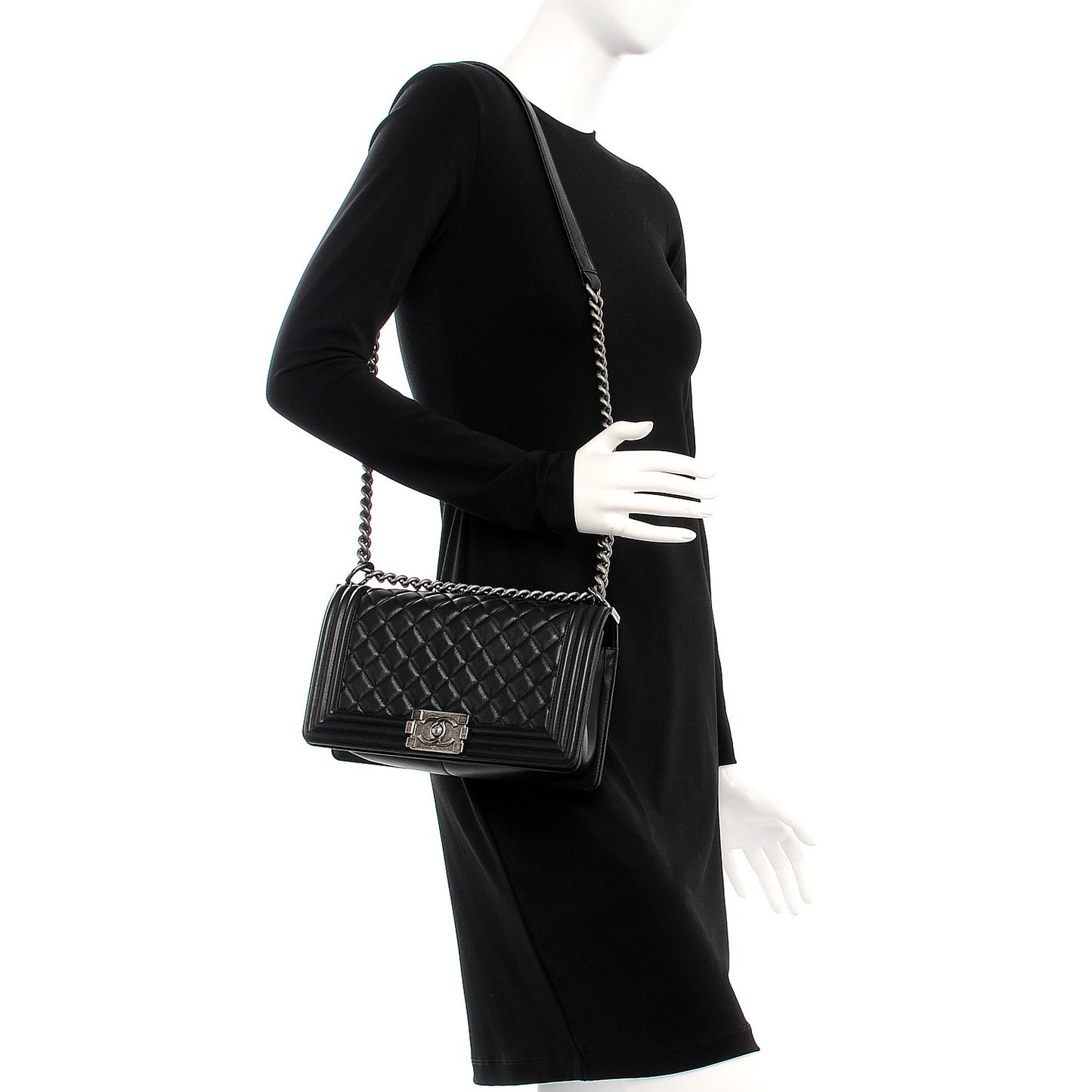 Calfskin Quilted Medium Boy Flap Black
