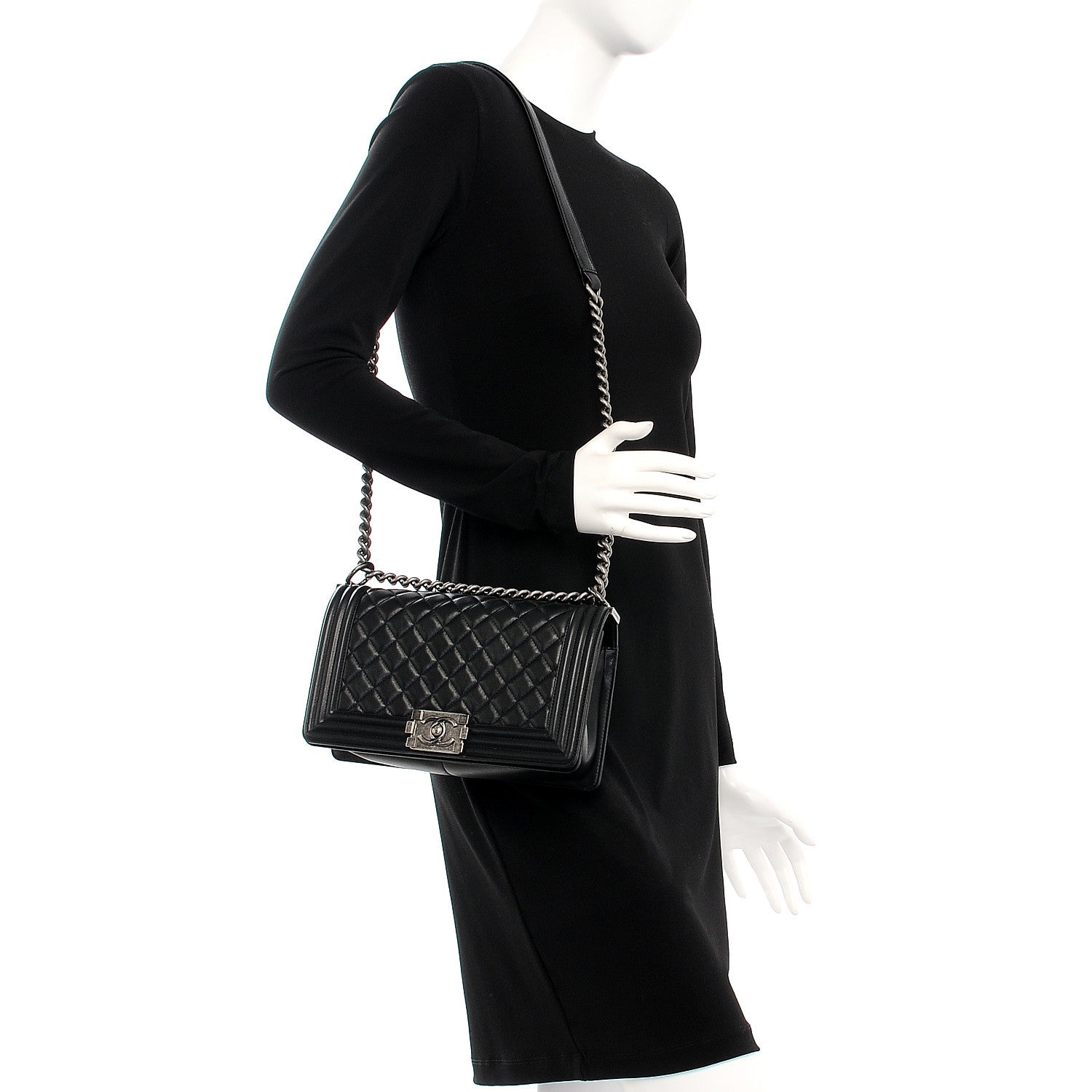 Chanel Calfskin Quilted Medium Boy Flap Black 2 of 8