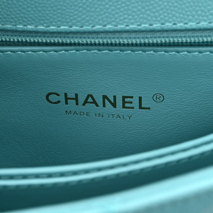 Chanel Caviar Quilted Mini Coco Handle Flap Turquoise 6 of 10