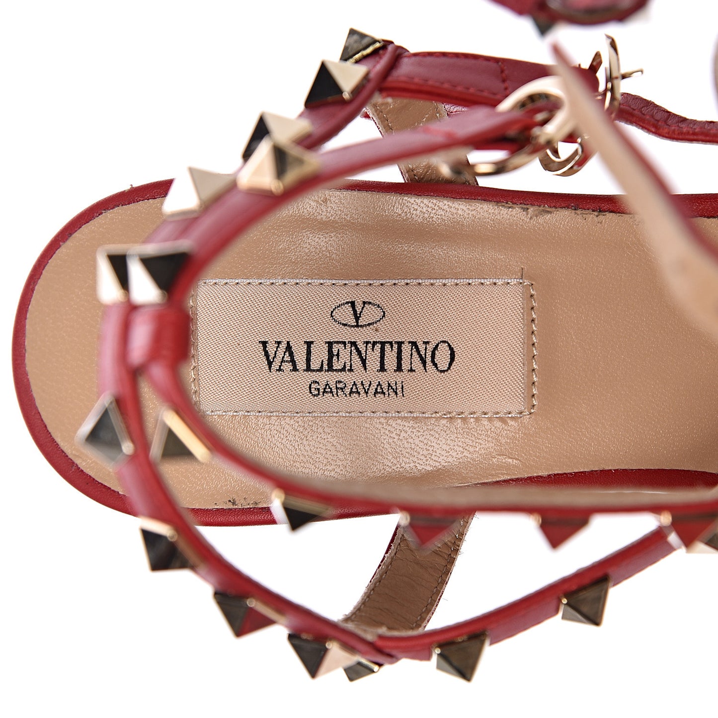 Calf Hair Leopard Print Rockstud Ankle Strap 65mm Pumps 37 Rosso Valentino