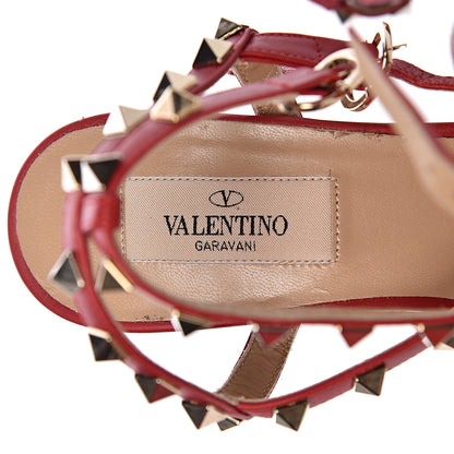 Valentino Garavani Calf Hair Leopard Print Rockstud Ankle Strap 65mm Pumps 37 Rosso Valentino 6 of 16