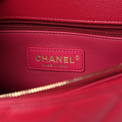 Chanel Caviar Quilted Small Coco Handle Flap Dark Pink 7 of 11