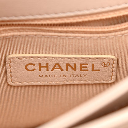 Chanel Calfskin Quilted Small Gold Top Handle Flap Beige 7 of 12