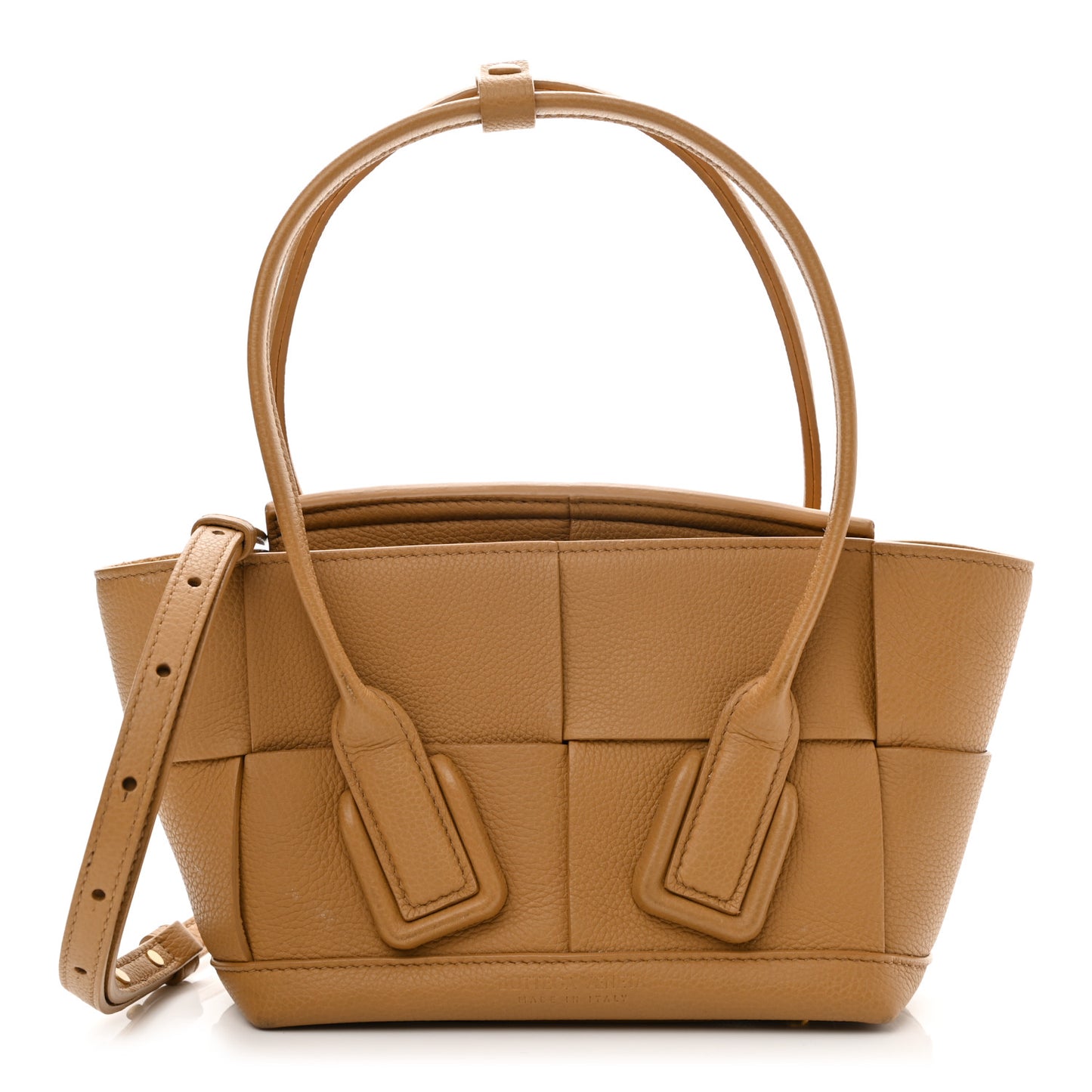 Grained Calfskin Maxi Intrecciato Mini Arco Caramel