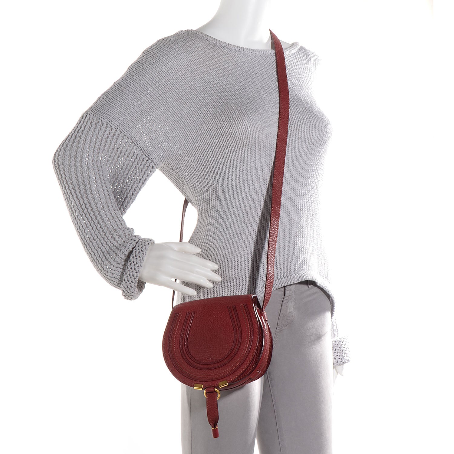 Chloe Calfskin Mini Marcie Round Crossbody Bag Berry Cupcake 2 of 9