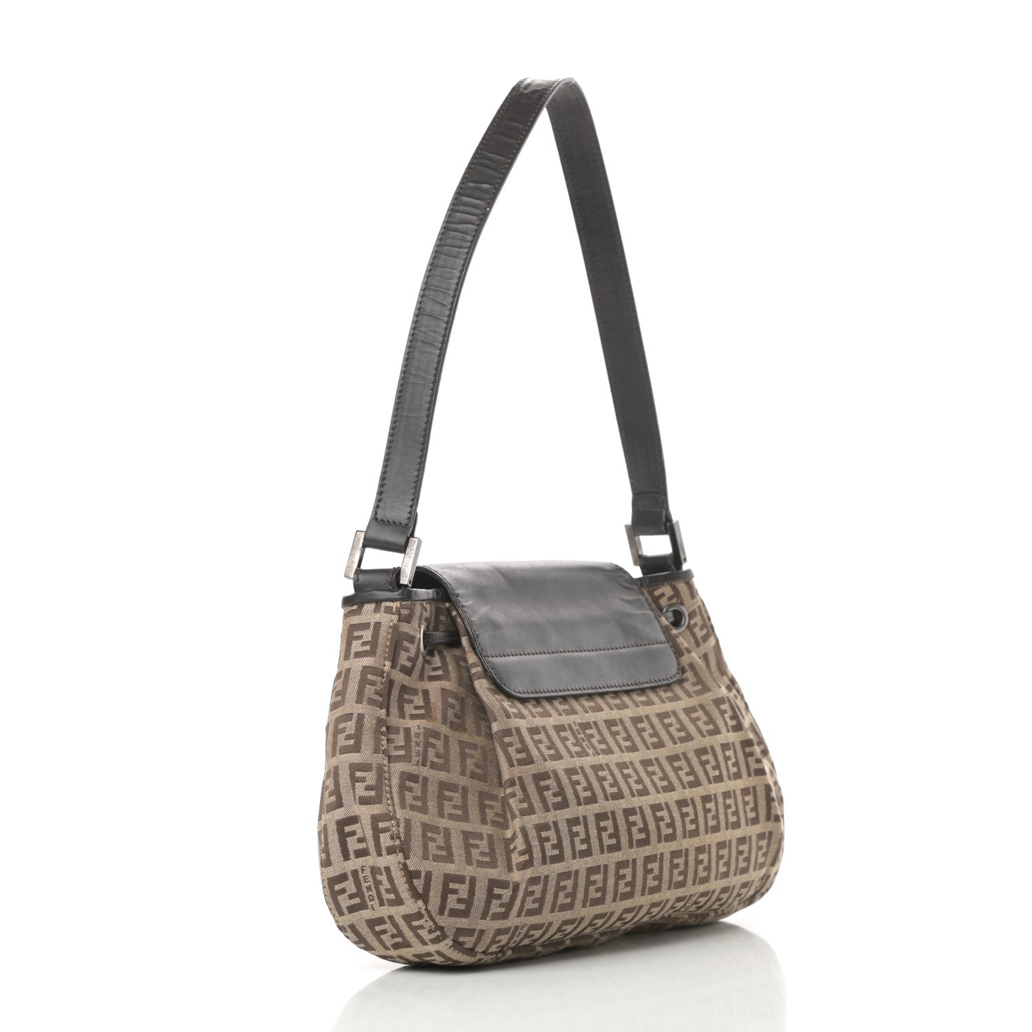 Fendi Zucchino Vitello Drawstring Shoulder Bag Testa di Moro Beige 3 of 14