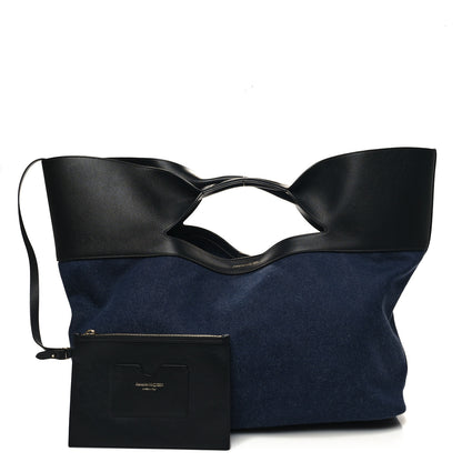 Alexander McQueen Calfskin Denim Large The Bow Bag Blue Black 1 of 11