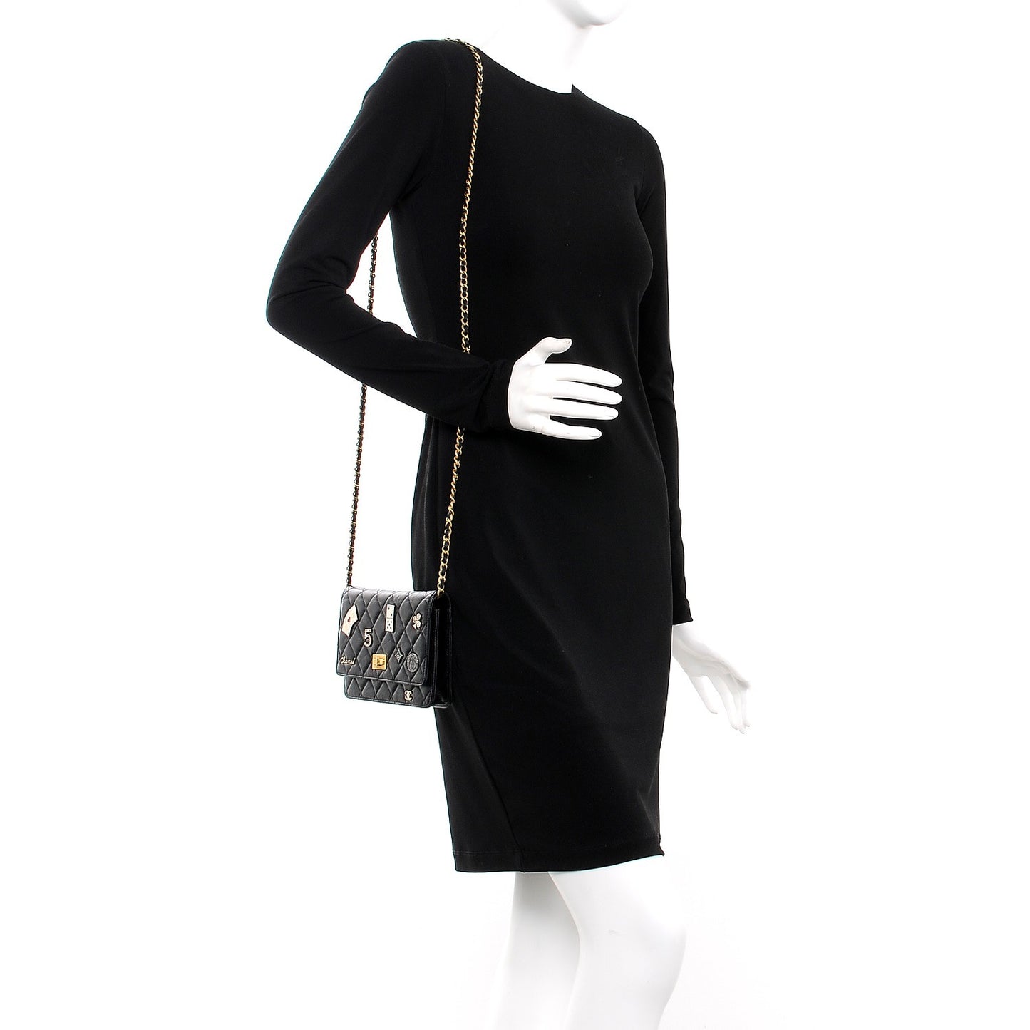 Aged Calfskin Casino 2.55 Reissue Wallet on Chain WOC Black