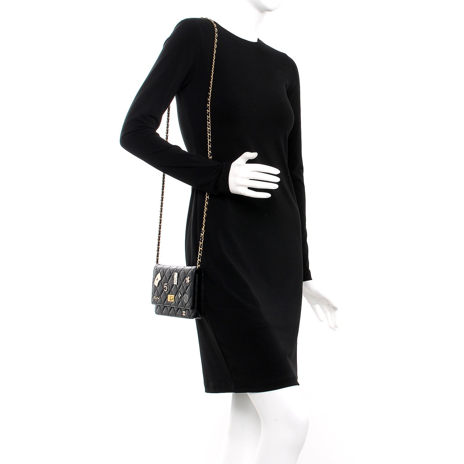 Chanel Aged Calfskin Casino 2.55 Reissue Wallet on Chain WOC Black 2 of 10