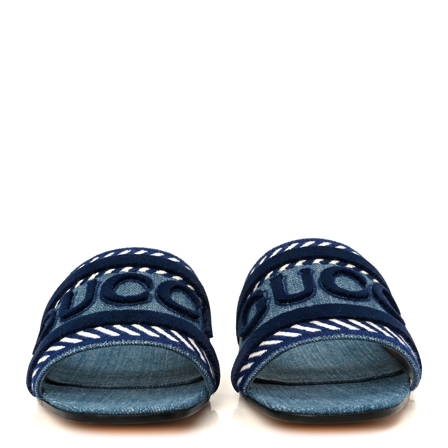 Gucci New Denim Logo Embroidered Slide Sandal 39 Light Blue 3 of 10