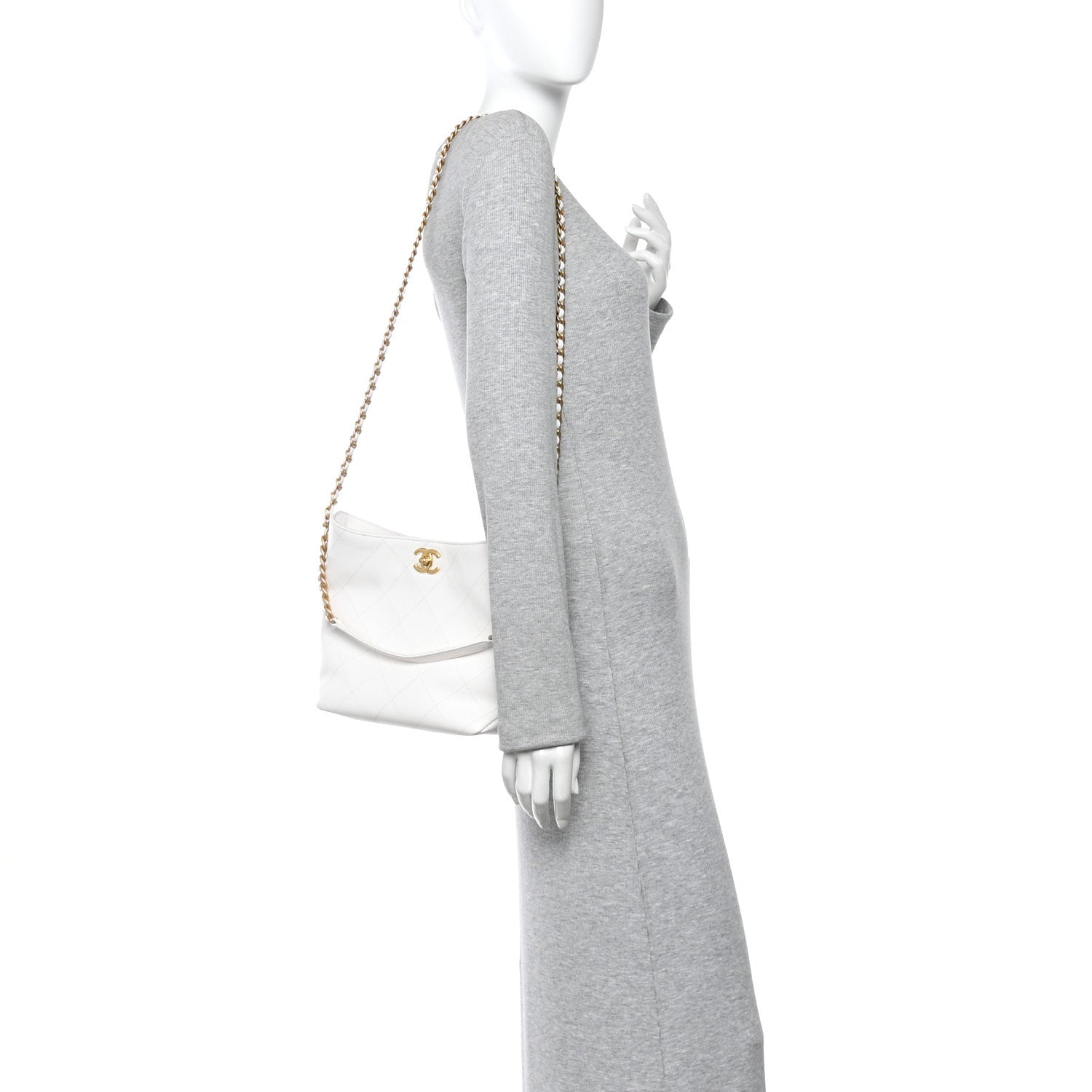 Chanel Caviar Quilted Hobo White 3 of 11