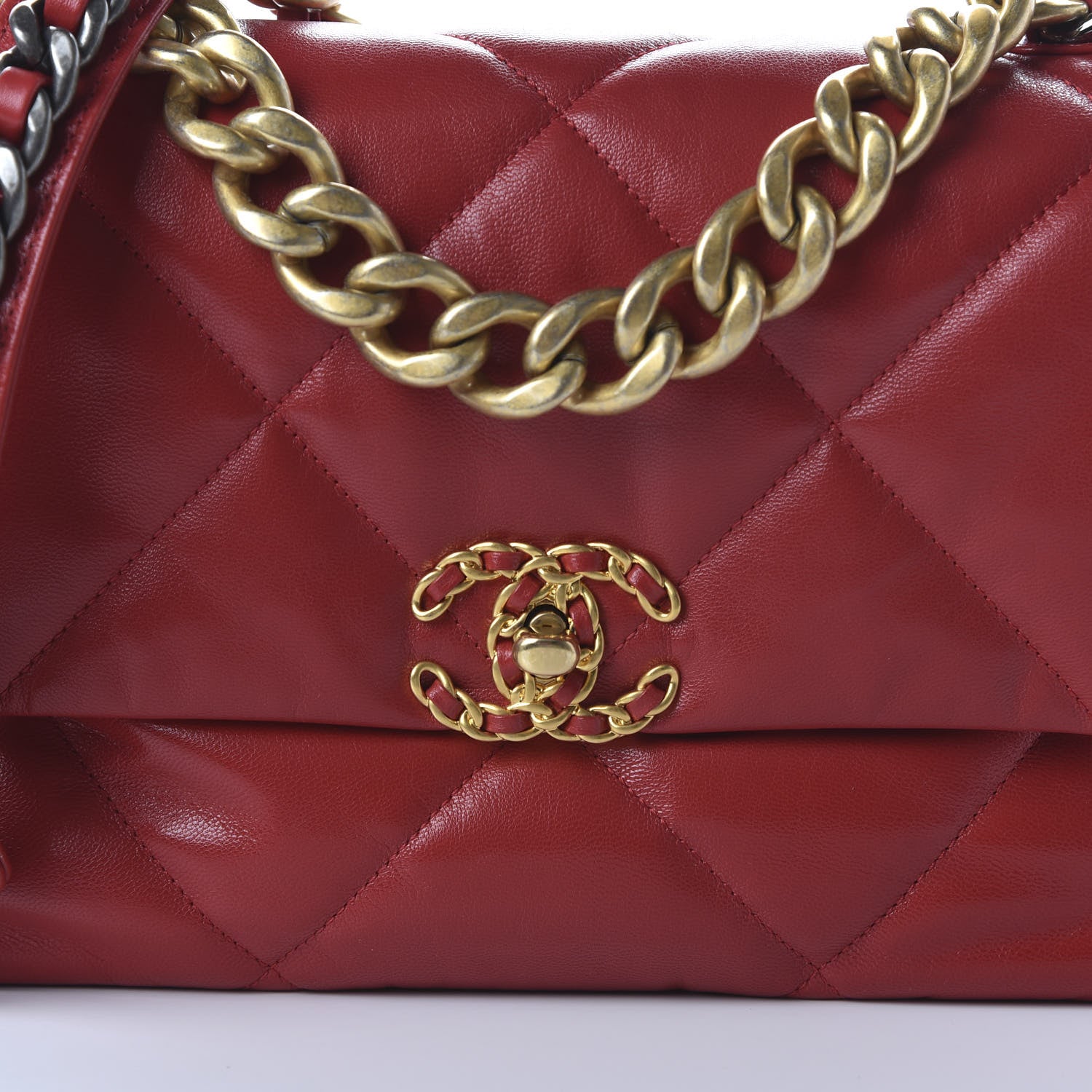 Chanel Goatskin Quilted Large 19 Flap Red 10 of 11
