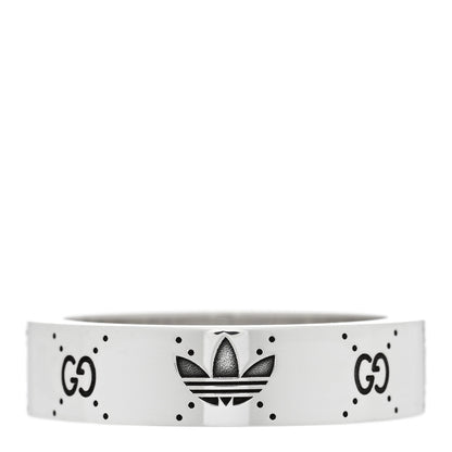Gucci X ADIDAS Sterling Silver Trefoil GG Monogram Band Ring 62 10 1 of 5