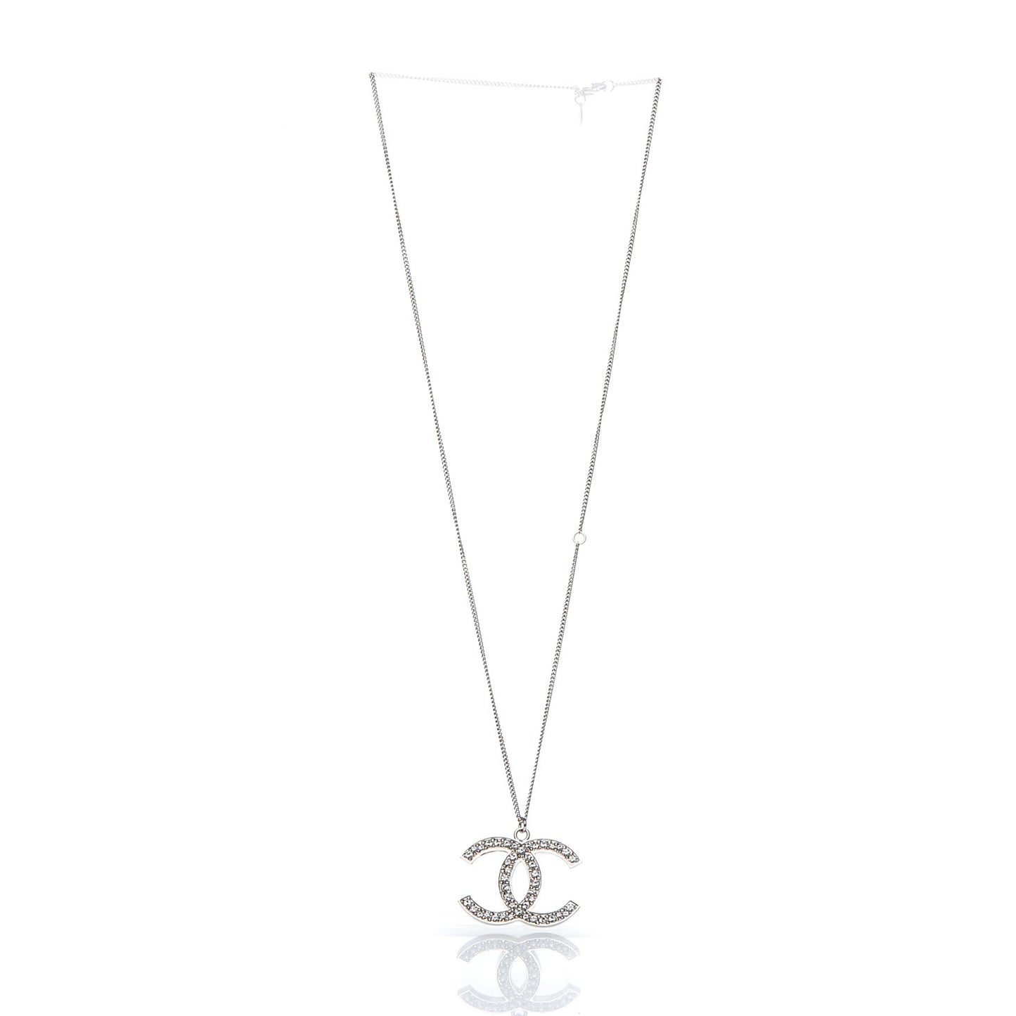 Crystal Large CC Necklace Silver
