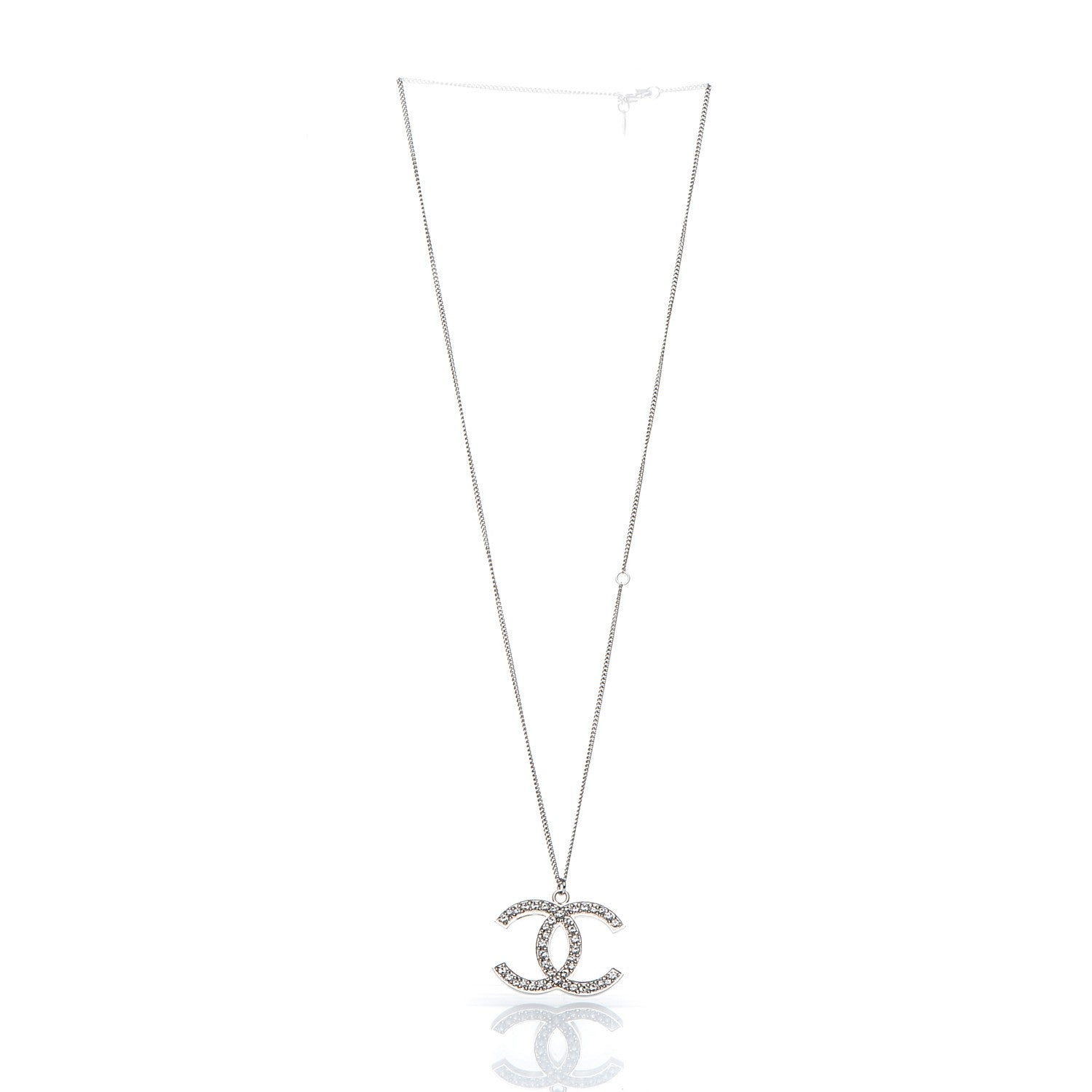 Chanel Crystal Large CC Necklace Silver 4 of 5