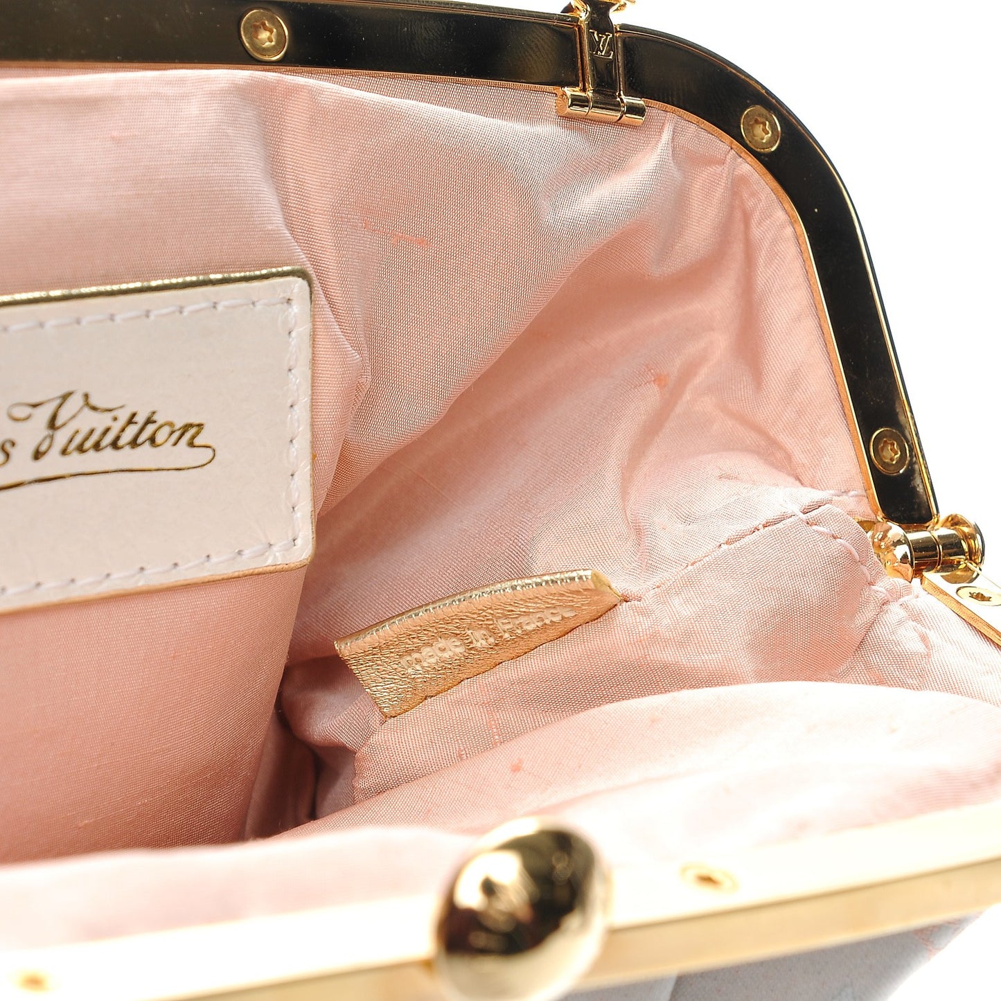 Satin Monogram Multicolor Aumoniere Clutch White