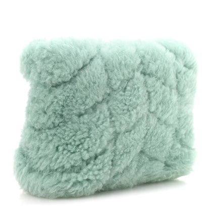 Saint Laurent Shearling Quilted Monogram Loulou Puffer Pouch Clutch Iced Mint 4 of 8
