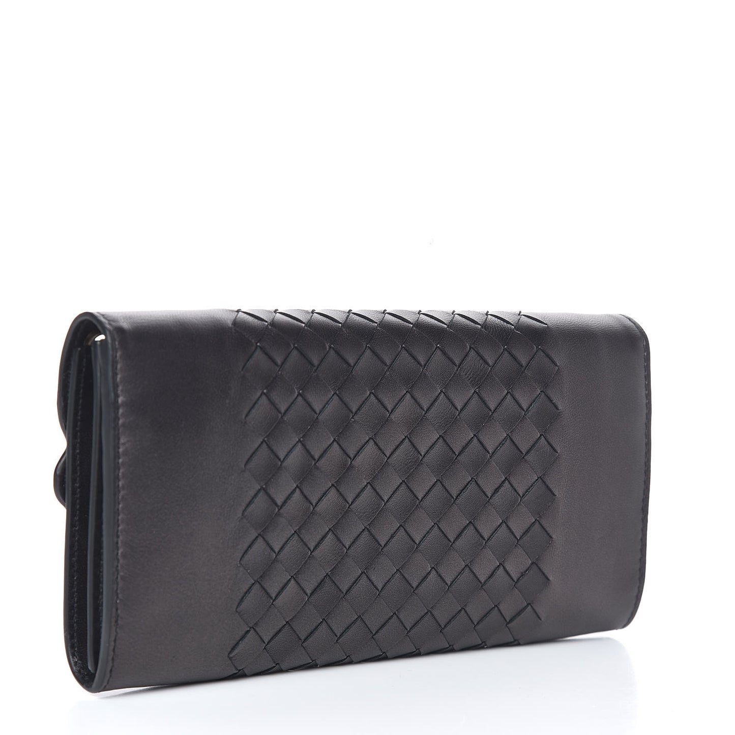 Metallic Nappa Intrecciato Eyelets Lace Continental Flap Wallet Antique Silver