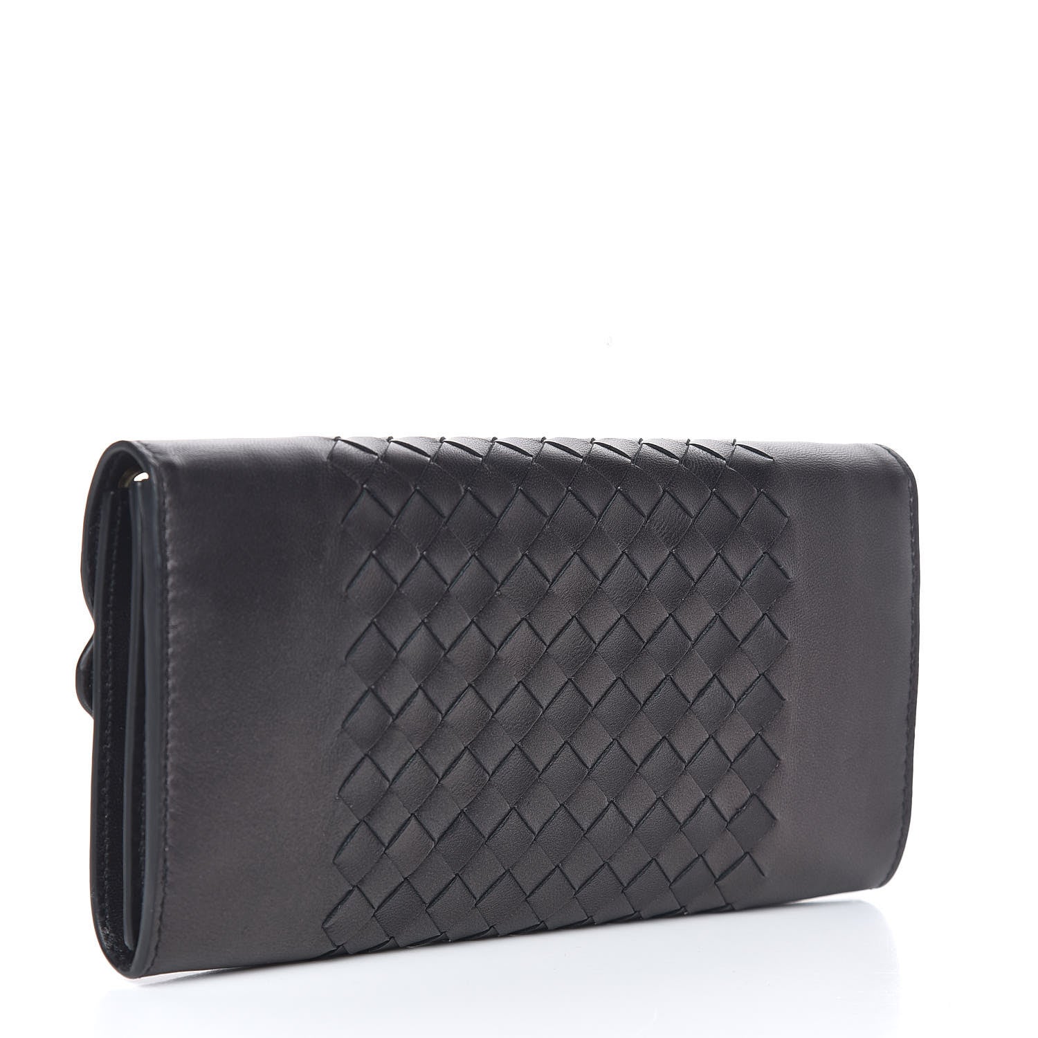 Bottega Veneta Metallic Nappa Intrecciato Eyelets Lace Continental Flap Wallet Antique Silver 4 of 9