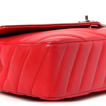 Chanel Caviar Chevron Quilted Single Flap Red 10 of 14