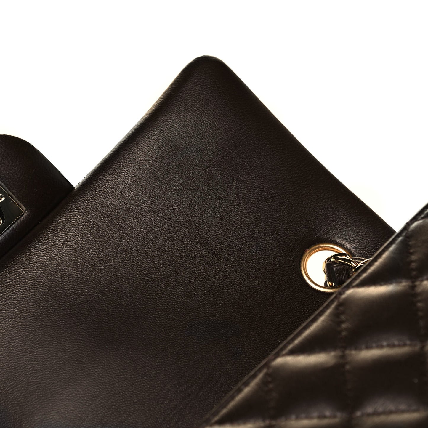 Lambskin Quilted Mini Rectangular Flap Dark Brown