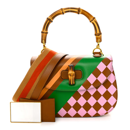 Gucci Calfskin Geometric Print Medium Bamboo 1947 Top Handle Bag Brown 1 of 10