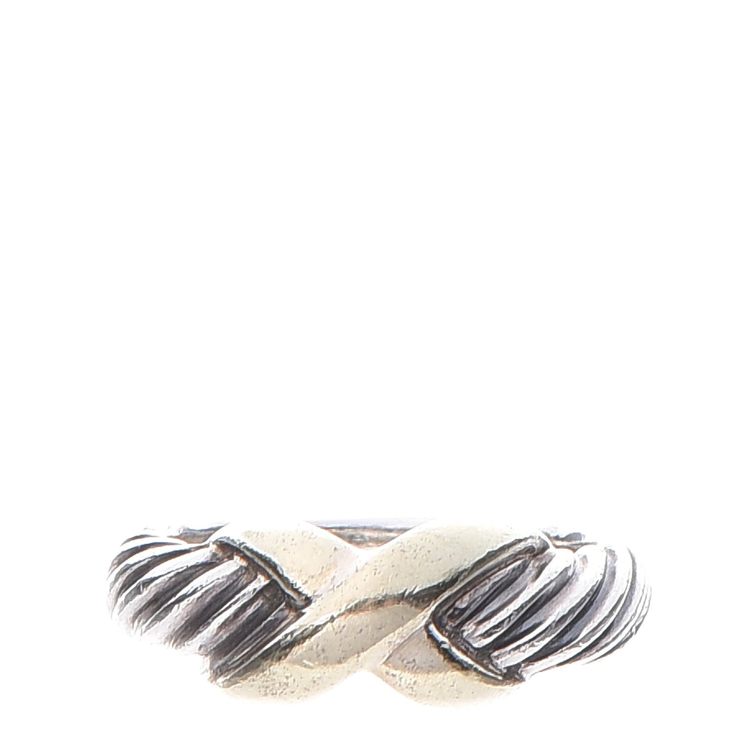 Sterling Silver 14K Yellow Gold X Ring 56 7.5