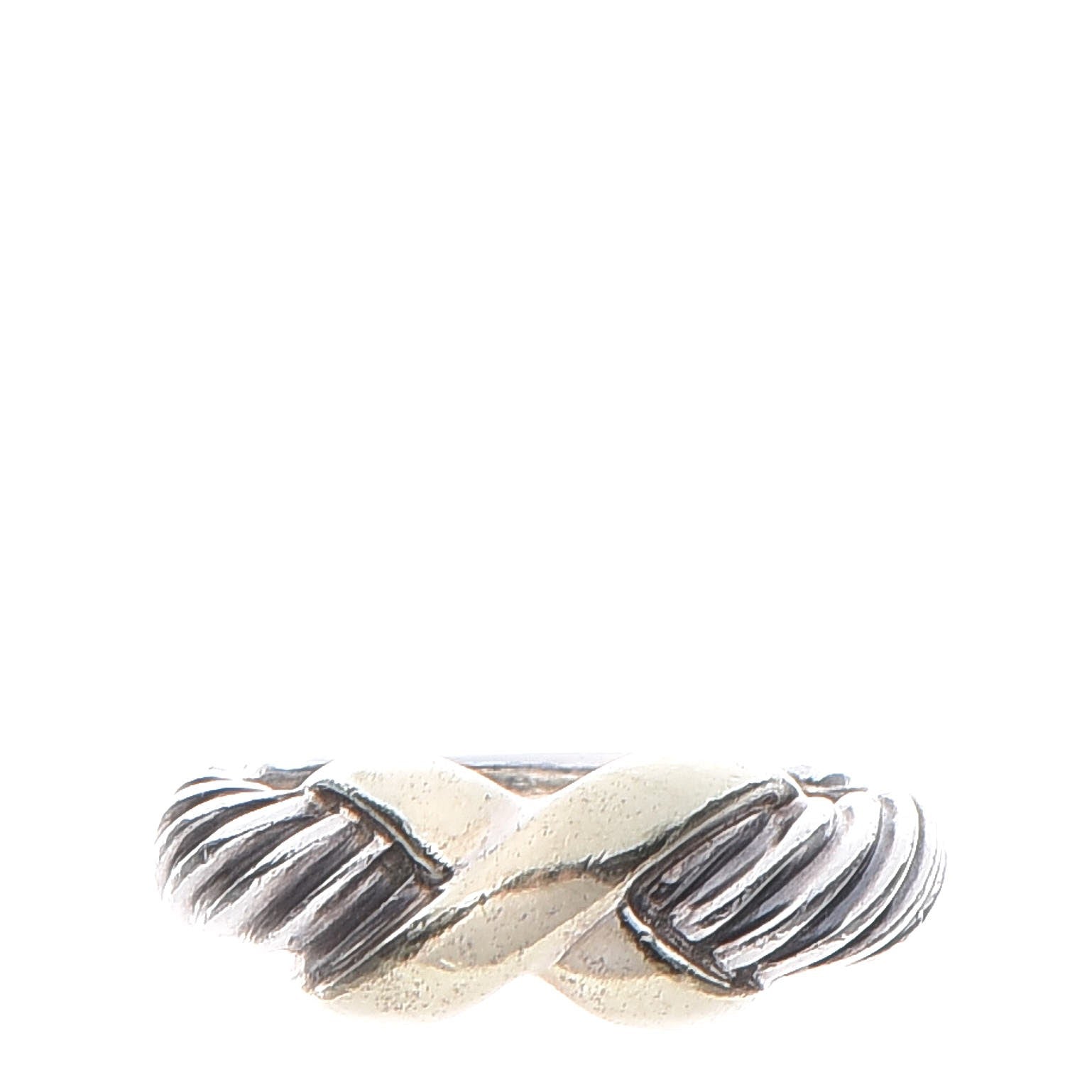 David Yurman Sterling Silver 14K Yellow Gold X Ring 56 7.5 1 of 8