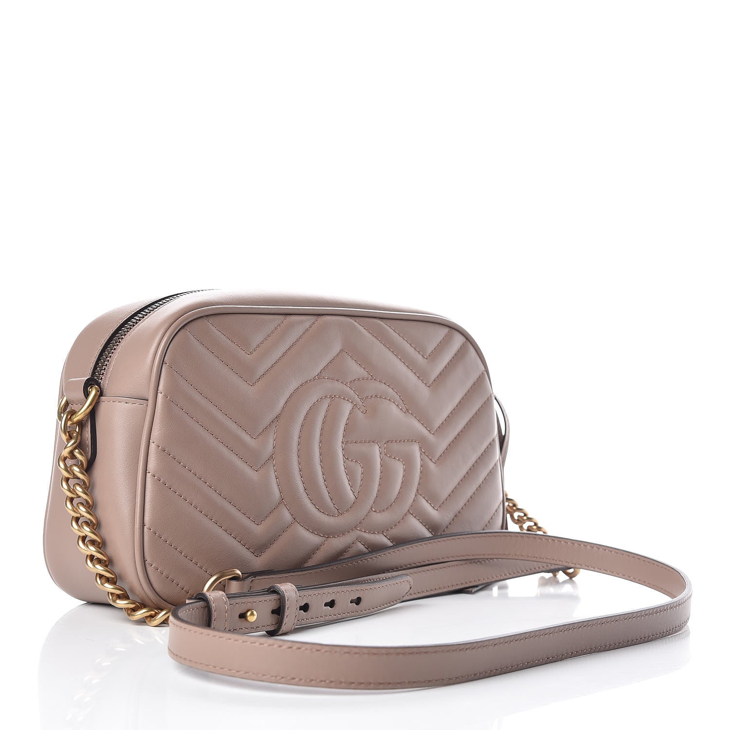 Gucci Calfskin Matelasse Small GG Marmont Chain Shoulder Bag Porcelain Rose 3 of 9