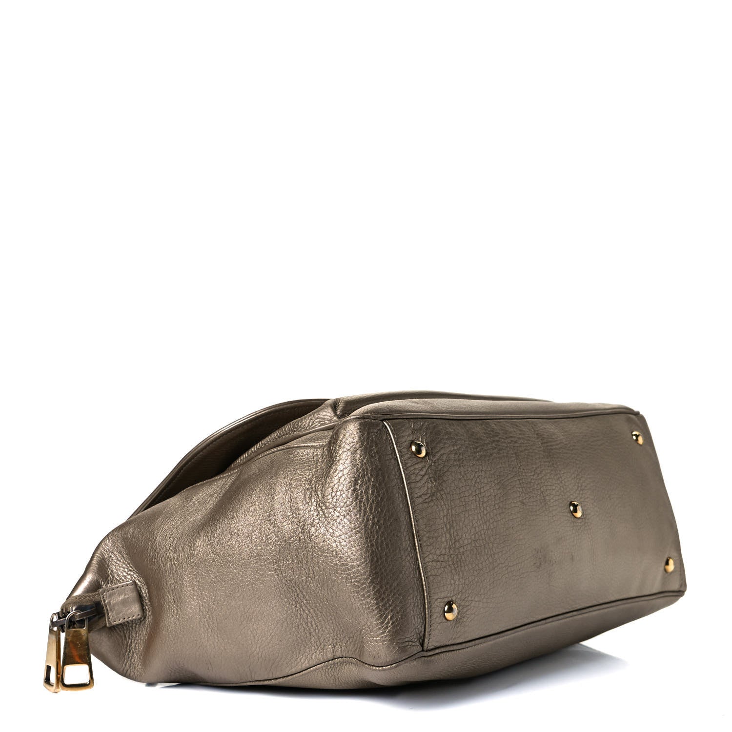 Gucci Metallic Pebbled Calfskin Medium 1973 Top Handle Satchel Golden Beige 4 of 20